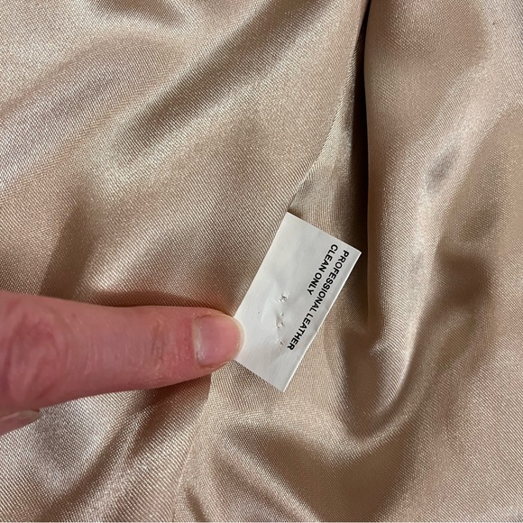 Vintage My Tribe Beige Leather Open Front Jacket Size Small - Picture 9 of 12